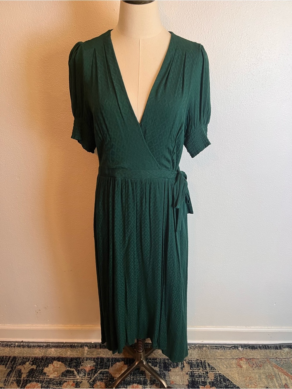 Maeve by Anthropologie Emerald Green Midi Dress with Tie
